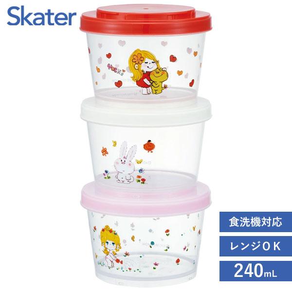 スケーター ジョイント式 薄肉保存容器 240ml 3個組 水森亜土 SIJ3