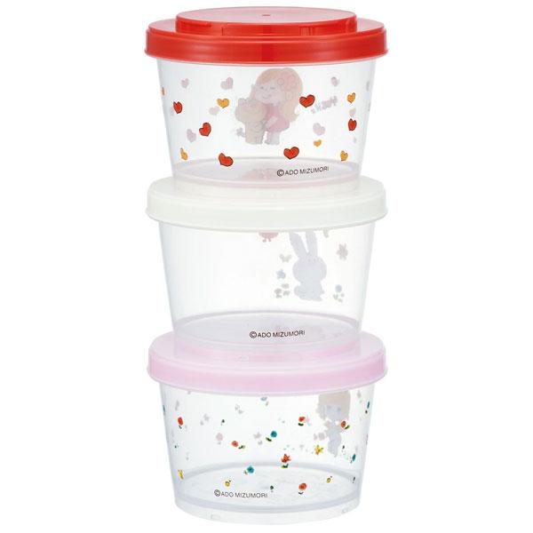スケーター ジョイント式 薄肉保存容器 240ml 3個組 水森亜土 SIJ3