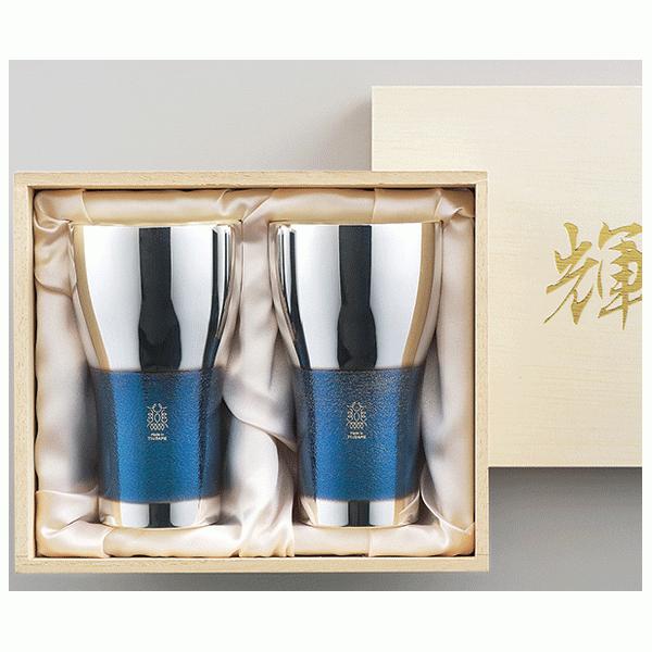 純銅ビアタンブラー 銀古美  2pcセット タマハシ 輝 KG-06 / 日本製 440ml コップ 2個入 ペア ビール ビヤー 銅製 シルバー 熱伝導 木箱入 おしゃれ ギフトの画像