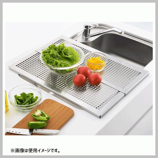 スライドプレート 57cm 頑丈 ヨシカワ かたづく 1305978 / 日本製 伸縮 シンクボード サポートトレー 18-0ステンレス 水切り 滑り止め付き  /の画像