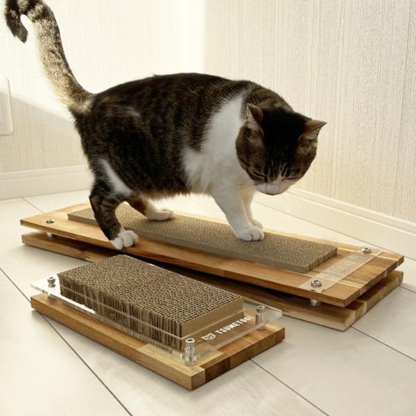 宿と猫 ねこ 爪とぎ ケース （ロング） 名入れ可 木製 ゆったり