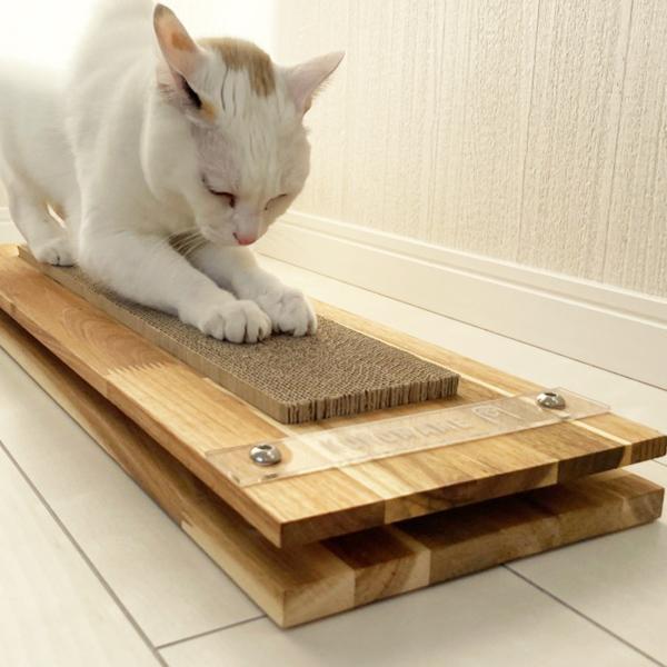 宿と猫 ねこ 爪とぎ ケース （ロング） 名入れ可 木製 ゆったり