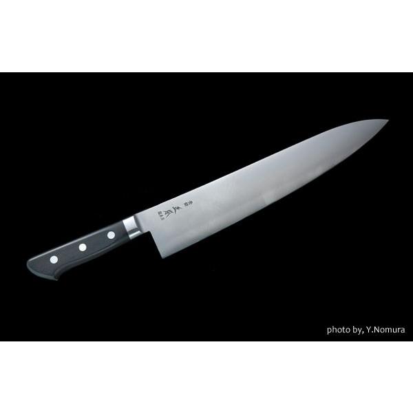 正本総本店 MASAMOTO 洋庖刀 最高級純鋼・パッカ−ハンドル 黒合板 ツバ付 牛刀 180mm HC5018