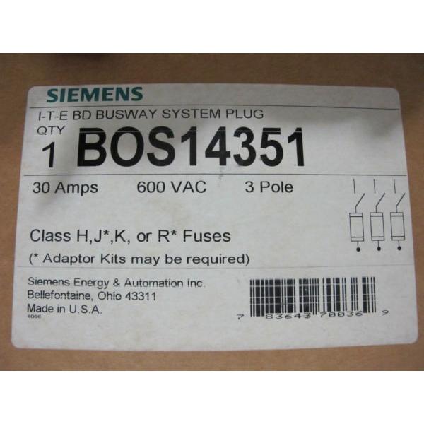 シーメンス ITE Siemens BOS14351 30 Amp， 600 Volt Bus Plug-