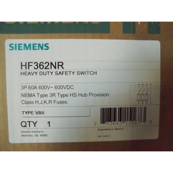 Siemens HF362NR 60A 600V 3 Pole Fusible Disconnect NEMA 3R Enclosure