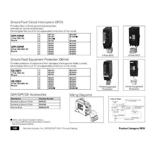 シーメンス Siemens QE220 20-Amp Double Pole 120/240-Volt Group Fault Equipment Protection_1