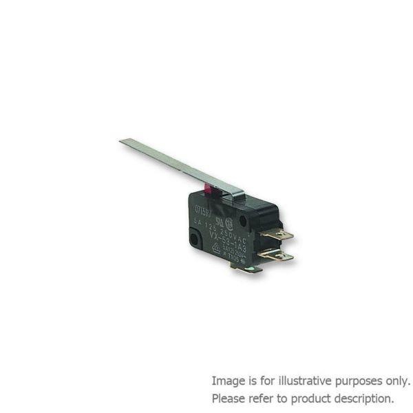 25 X OMRON VX53-1A3 Microswitch， VX Series， SPDT， Long Lever， Solder， 5 A， 250 V オムロン