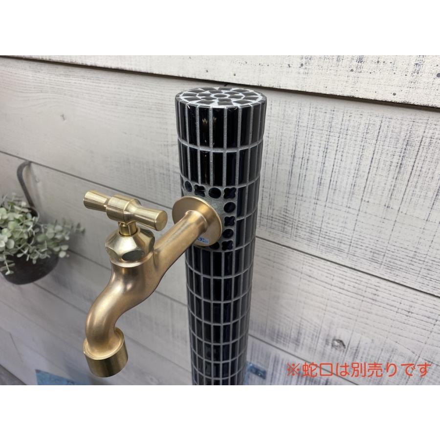 受注後制作* モザイクタイルのおしゃれな水栓柱 立水栓 P（黒ブラック  