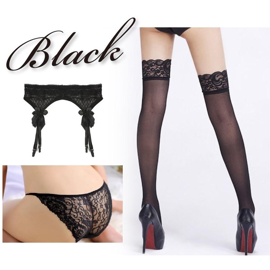 ガーターベルト ストッキング ショーツ 3点セット ニーハイ