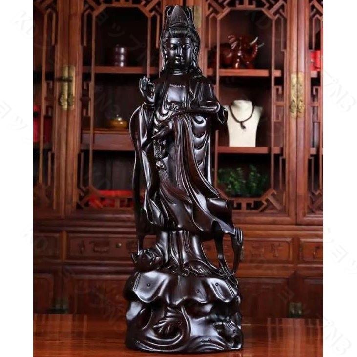50%OFF 新品推薦 高さ30cm木彫仏像 仏教美術 精密細工 木彫り　黒檀木 観音菩薩像　仏像　置物 仏像