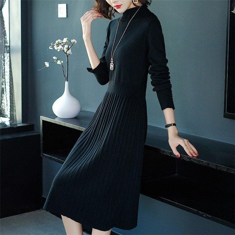 ニットワンピース レディース ワンピース 40代 50代 秋 冬 膝丈 セーター ニット ロング丈 きれいめ 大人 上品 秋 冬 長袖 体型カバー 通勤 着痩せ 希少