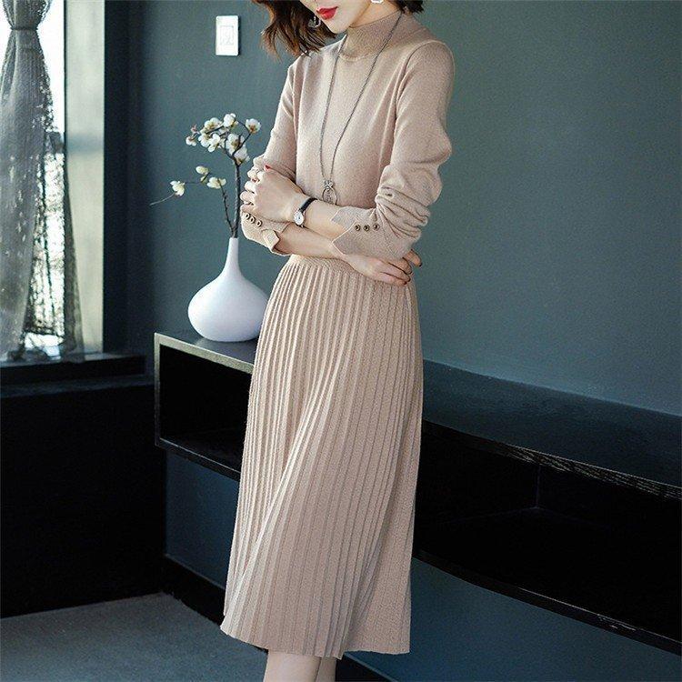ニットワンピース レディース ワンピース 40代 50代 秋 冬 膝丈 セーター ニット ロング丈 きれいめ 大人 上品 秋 冬 長袖 体型カバー 通勤 着痩せ 希少