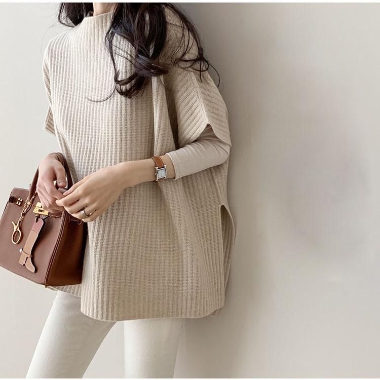 安い購入 春コーデ ニットベスト 職場おすすめ 大きめ ゆったり カジュアル スリット オーバーニット 冬 秋 ポンチョ セーター ポンチョ風 シルエット 秋 レディース ケープ ポンチョ マント カラー グレー Www Straightuplondon Com