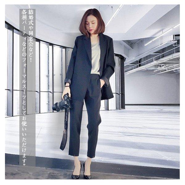 スーツセット レディース 2点set ジャケット パンツスーツ 春秋 フォーマルスーツ ビジネススーツ かっこいい 着痩せ 九分丈パンツ 通勤 二枚 本物保証