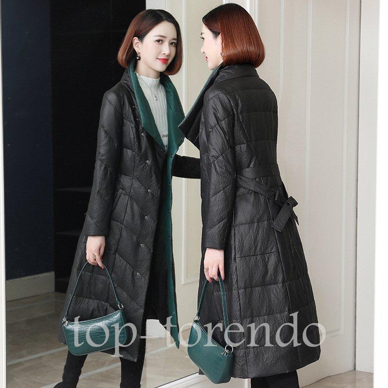 ダウンコート レディース アウター レディースファッション レザーコート 冬服 ラムレザー コート レザーコート ダウン コート アウター ロング 本革 Yss ヤフウライブ ダウンジャケット 羊革コート