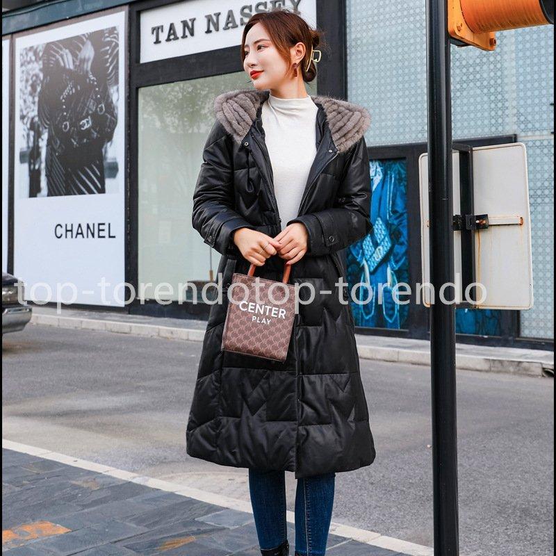日本未発売 冬服 アウター レディース ダウンコート ラムレザー 着痩せ ロング丈 フォックスファー付 ロングコート 毛皮コート 本革 ダウンコート サイズ 2xl Bozellivacinas Com Br