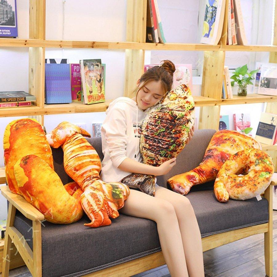 食べ物 おもしろい クッション おすすめ ぬいぐるみ 抱き枕 鶏モモ 手羽先 イカ イカ エビ 魚 ふわふわ 撮影小物 パーティー プレゼント 部屋飾り ソファー Yss ヤフウライブ 通販 Yahoo ショッピング