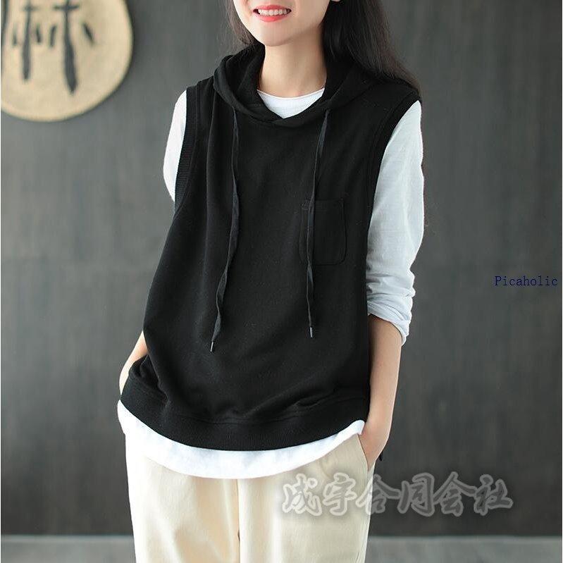 レディースファッション 陰山織物謹製 重ね着 パーカーベスト レディース ノースリープ フード付きトップス プルオーバー シンプル 無地 秋 カジュアル チョッキ トレーナー ルームウェア 運動着 Kueah3wdd5 Shahjahanmosque Org Uk