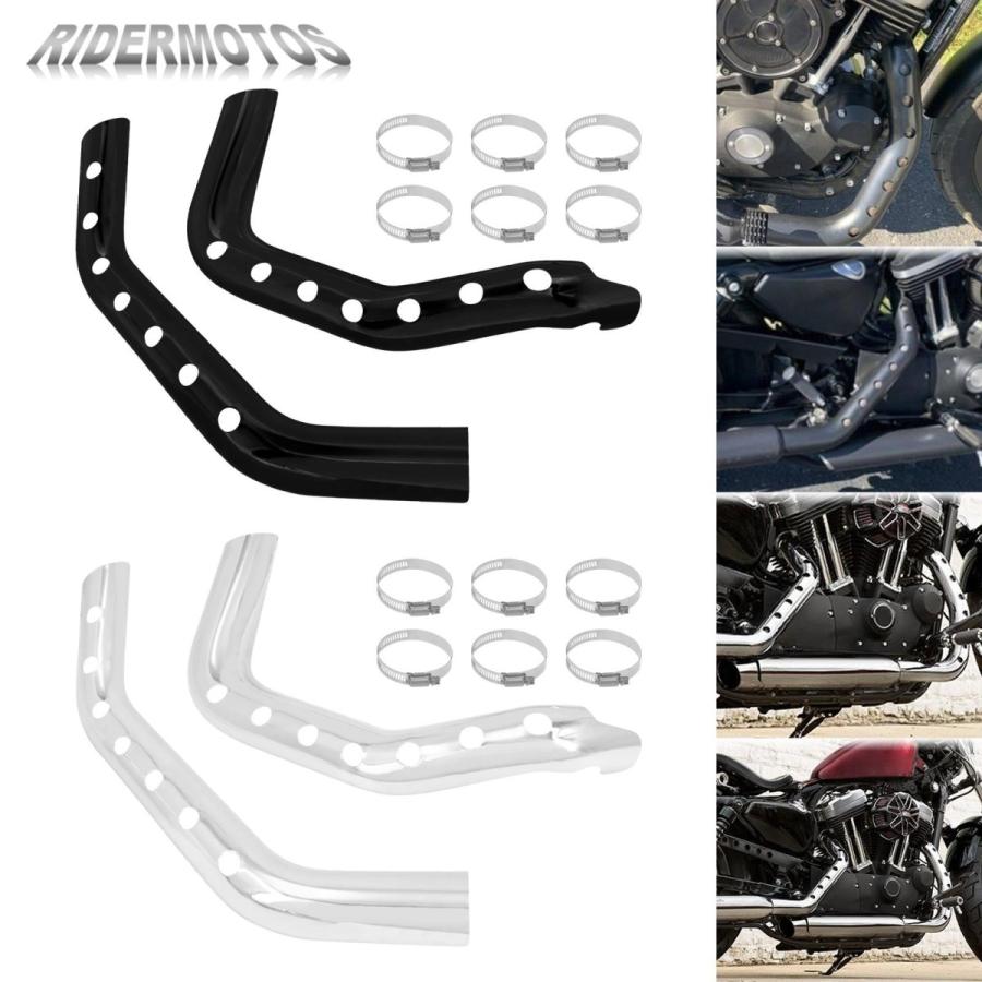 バイク用 エキゾーストパイプヒートシールドマフラーガード 保護カバー ブラック ハーレースポーツスターXL 2004〜2021年に適合