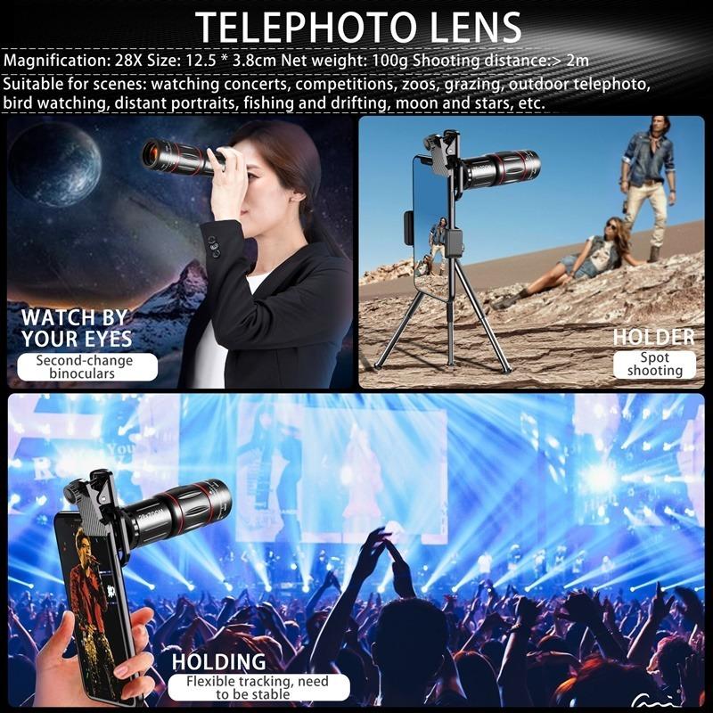 Tongdaytech 28X hd 携帯電話 カメラ レンズ 望遠 鏡レンズ iphone サムスン スマートフォン 魚眼 レンテパラ celular｜yafuu-nakanoooo｜03