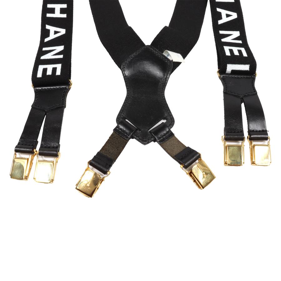 CHANEL（シャネル） ロゴ サスペンダー ココマーク レザー×ゴム