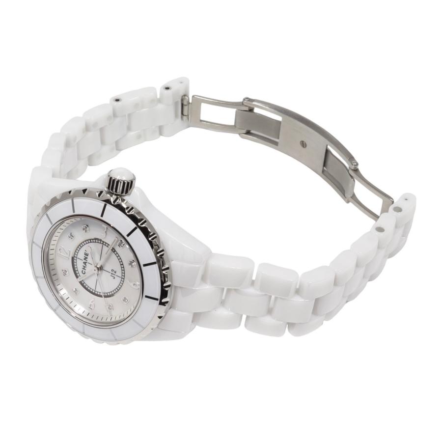 半年間保証 CHANEL シャネル J12 H2422 UNI 8P ダイヤモンド ホワイト セラミック SS シェル文字盤 白 白文字盤 クオーツ 腕時計｜yafuu-store82｜05