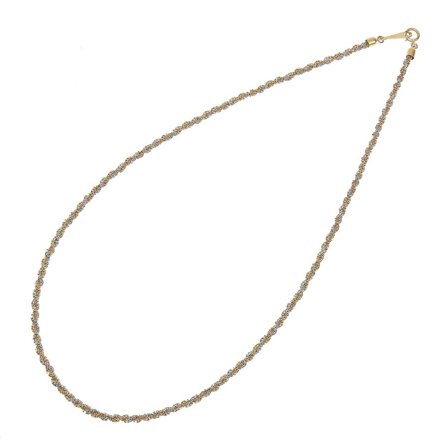 K18 PG YG Pt850 ロープ チェーン ネックレス 2.5mm 42.5cm ピンク  