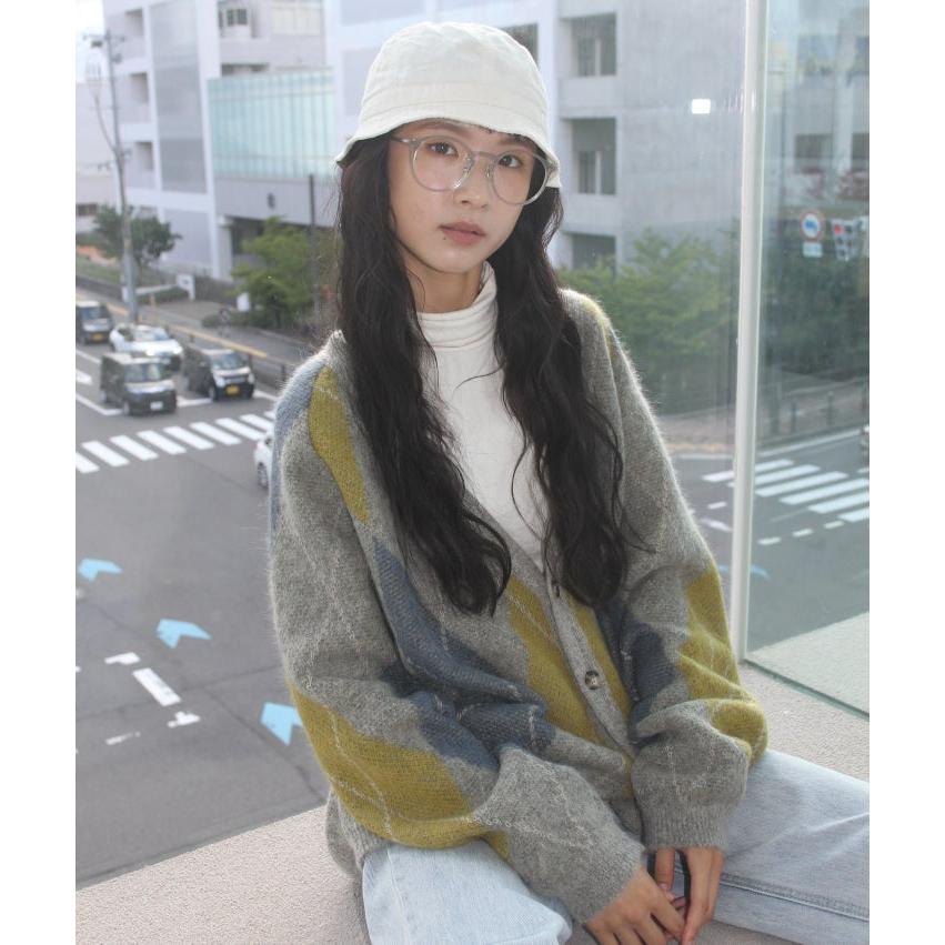 toiro モヘア・アーガイル・カーディガン A/W 秋冬 日本製 S M L ユニセックス メンズ レディース ニット 羽織り ウール ゆったり 五泉ニットの画像