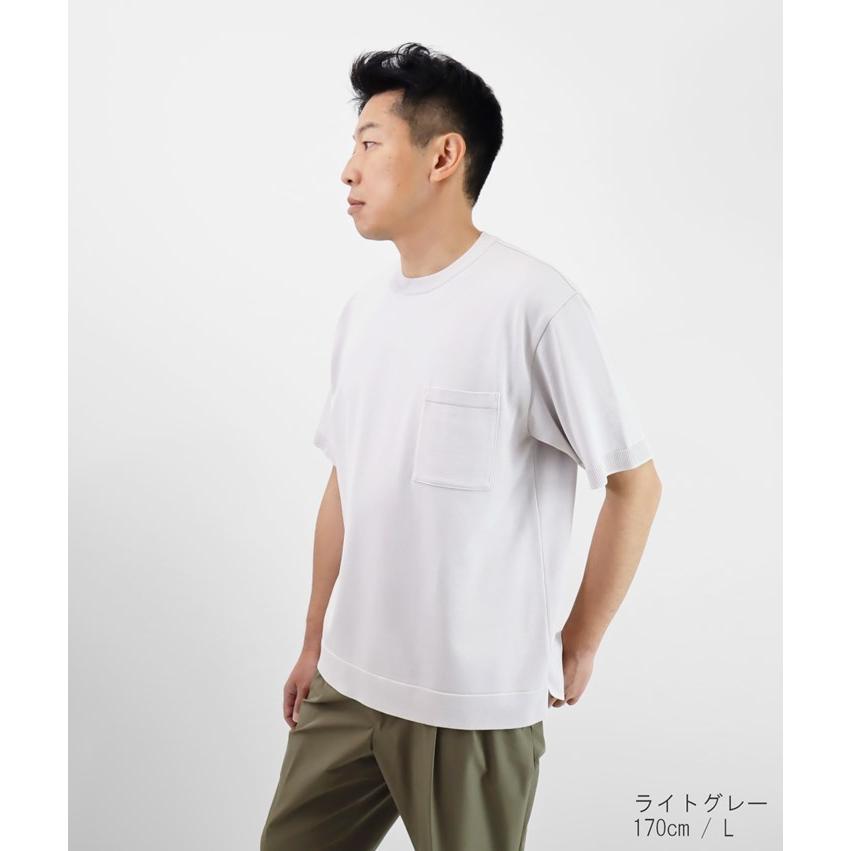 PRODIGAL ポケット付き 半袖 ニットTシャツ サマーニット クルーネック 