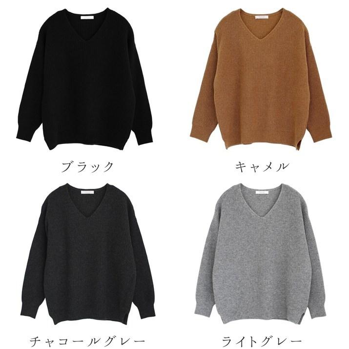 カシミヤ 100％ 畦編み Vネック セーター カシミア レディース ニット