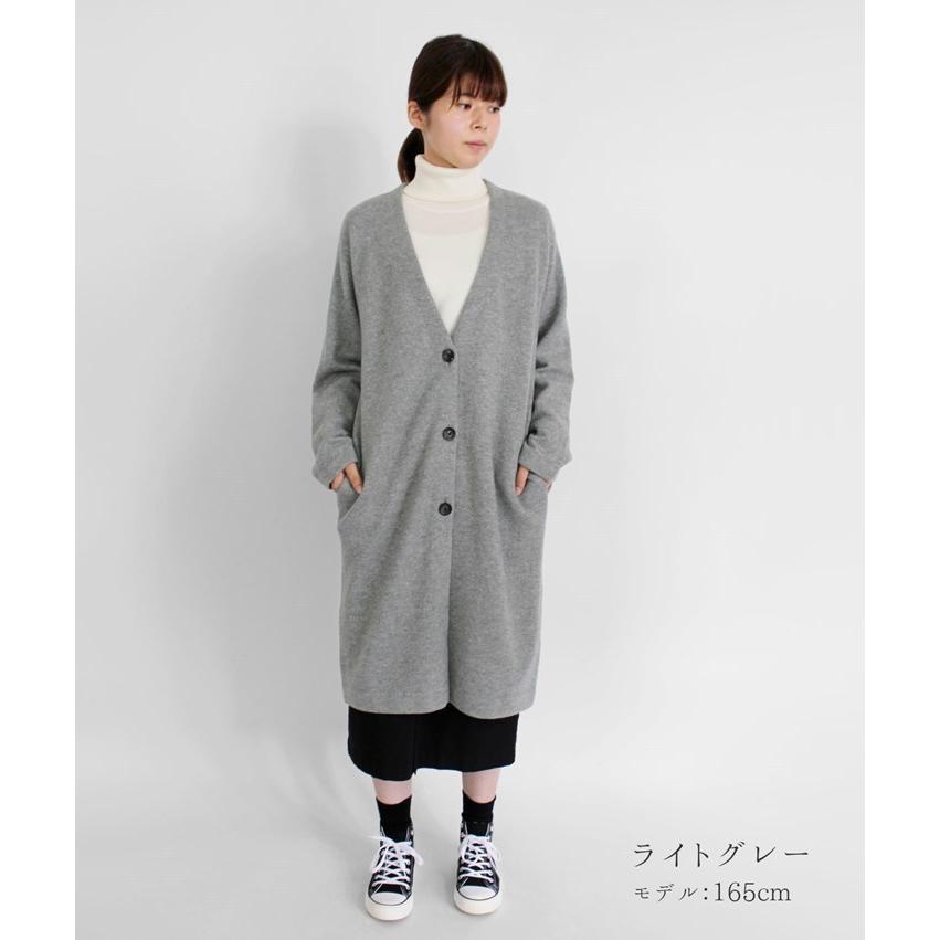 カシミヤ100%釦付きロングカーディガン ボタン付き レディース ニット