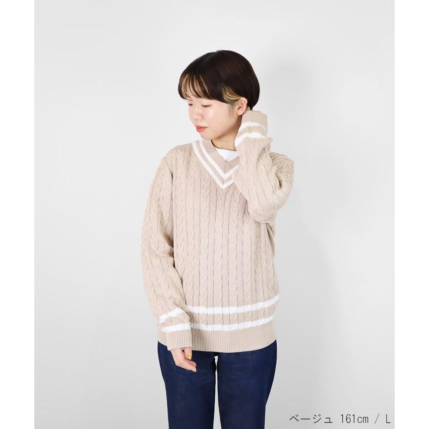 【RLXGOLF】現行QR付き 長袖Vネック チルデンニットセーターS ベージュ RLXGOLF】現行QR付き 長袖Vネック チルデンニットセーターS ベージュ