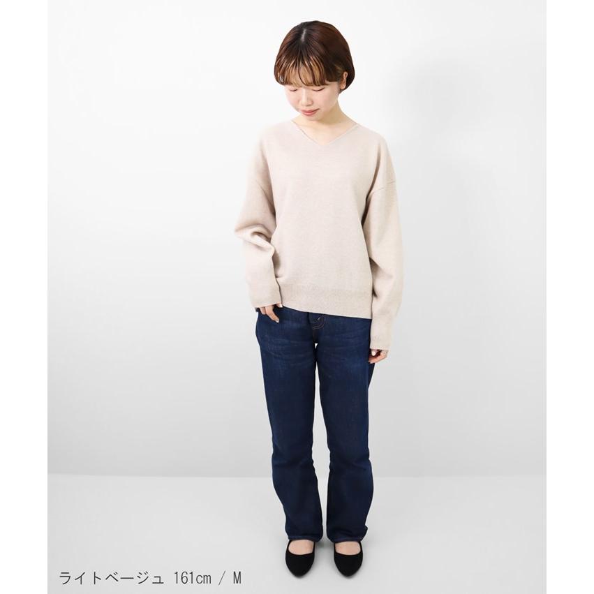 PRODIGAL カシミヤ 100％ 畦編み Vネック セーター レディース 日本製