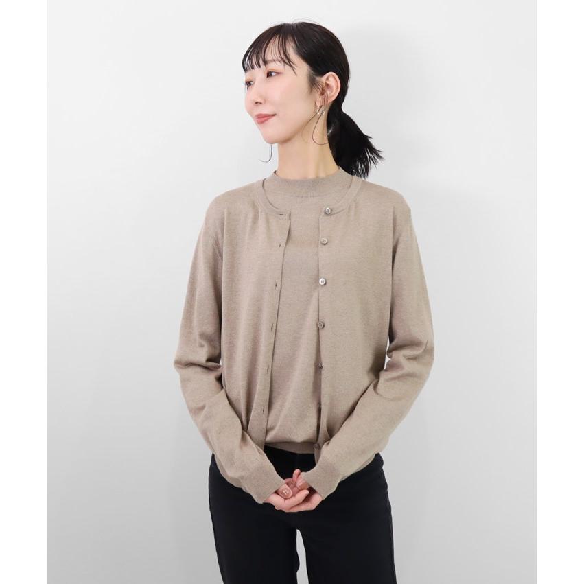 ジルサンダー カラーブロック カーディガン カシミヤ シルク混 38 美品 PRODIGAL（プロディガル） シルクカシミヤ クルーネック カーディガン