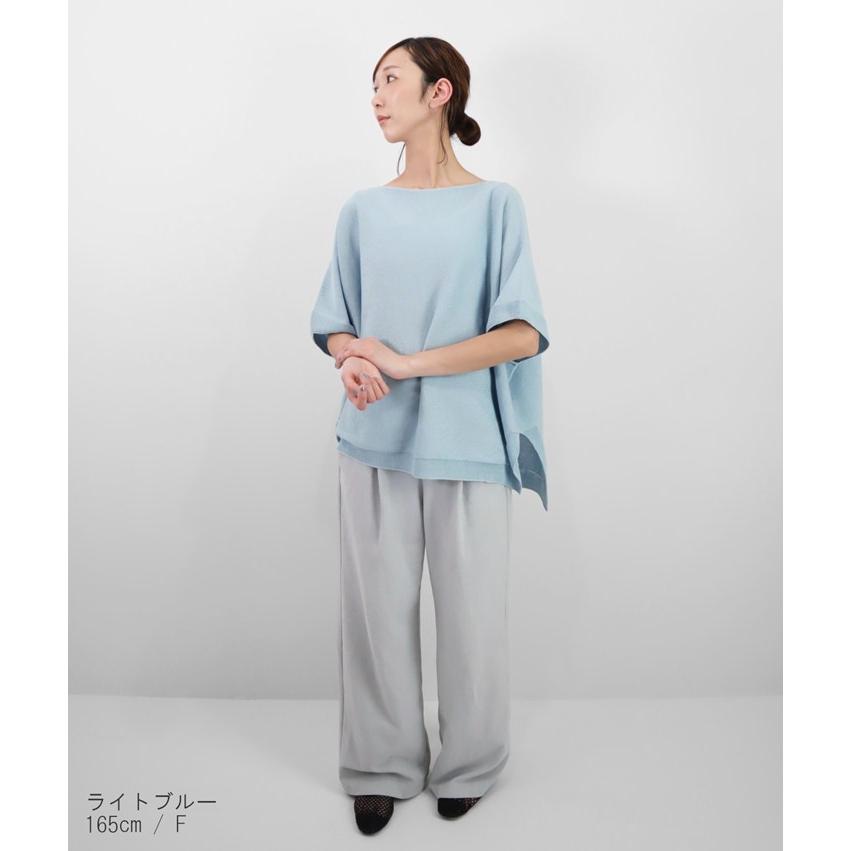 PRODIGAL サマーニット プルオーバー 五分袖 日本製 レディース 綿 フリーサイズ ニット 春 夏 ポンチョ シンプル 五泉ニット ギマコットンプルオーバー PRODIGAL サマーニット プルオーバー 五分袖 日本製 レディース 綿