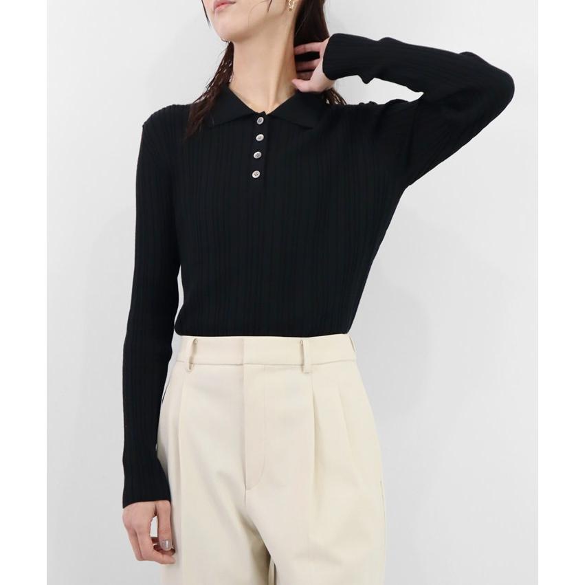 新品未使用♡LA FETICHE ニットポロシャツ PRODIGAL（プロディガル） リブ ニット ポロシャツ 日本製 長袖