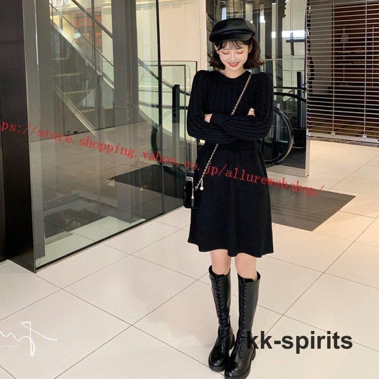 ニットワンピース レディース 膝上 長袖 秋 冬ワンピース Aライン