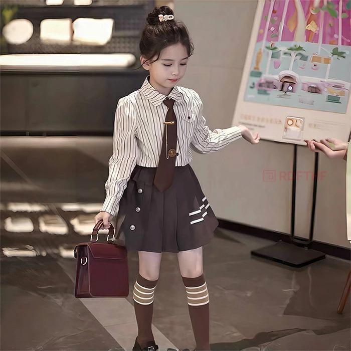 子供スーツ 女の子 キッズ 子供服 3点セット シャツ スカート ネクタイ