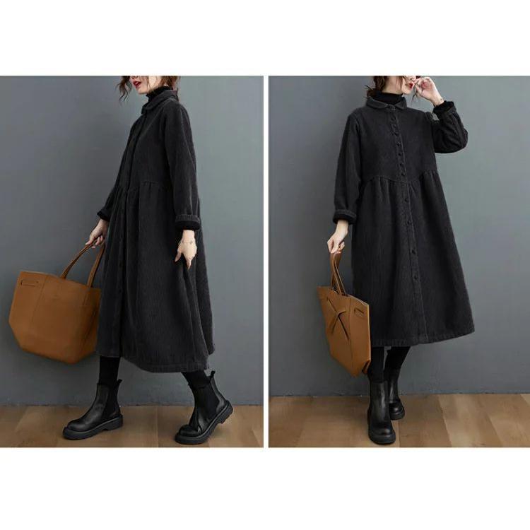 コート レディース 秋冬 裏起毛コート 裏ボア アウター ロング丈 コーデュロイ カーディガン 体型カバゆったり 長袖 膝下丈 折り襟 きれいめ お洒落 カジュアル | ブランド登録なし | 10