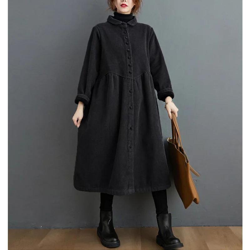 コート レディース 秋冬 裏起毛コート 裏ボア アウター ロング丈 コーデュロイ カーディガン 体型カバゆったり 長袖 膝下丈 折り襟 きれいめ お洒落 カジュアル | ブランド登録なし | 14