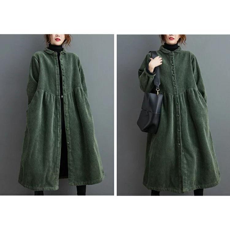 コート レディース 秋冬 裏起毛コート 裏ボア アウター ロング丈 コーデュロイ カーディガン 体型カバゆったり 長袖 膝下丈 折り襟 きれいめ お洒落 カジュアル | ブランド登録なし | 07