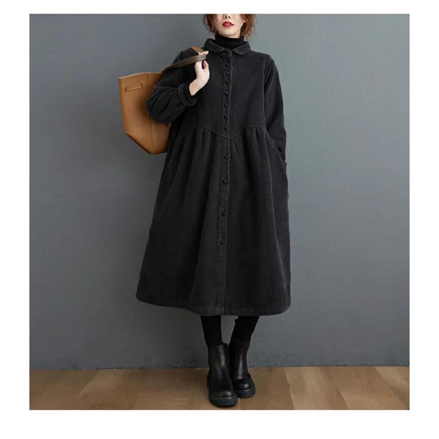 コート レディース 秋冬 裏起毛コート 裏ボア アウター ロング丈 コーデュロイ カーディガン 体型カバゆったり 長袖 膝下丈 折り襟 きれいめ お洒落 カジュアル | ブランド登録なし | 09