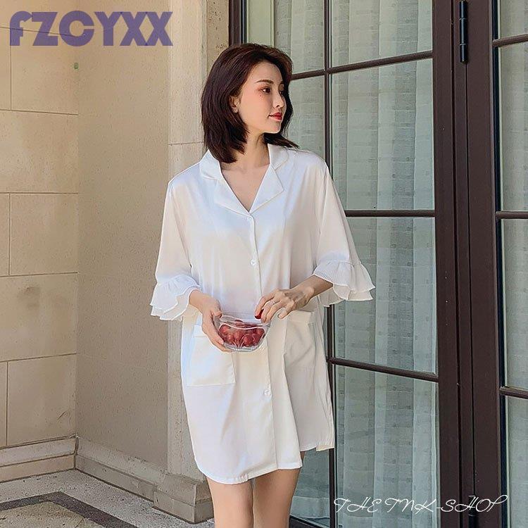 ルームウェア パジャマ シルク風 ワンピース レディース 白 ネグリジェ