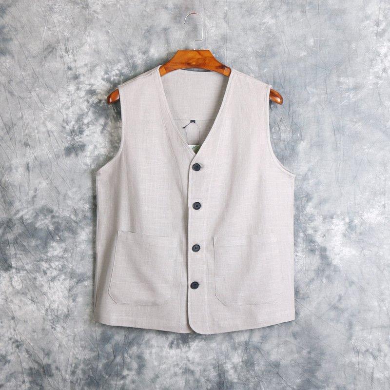 2022新作 ベスト メンズ ジレベスト 綿麻 夏 チェック柄 紳士 ホスト