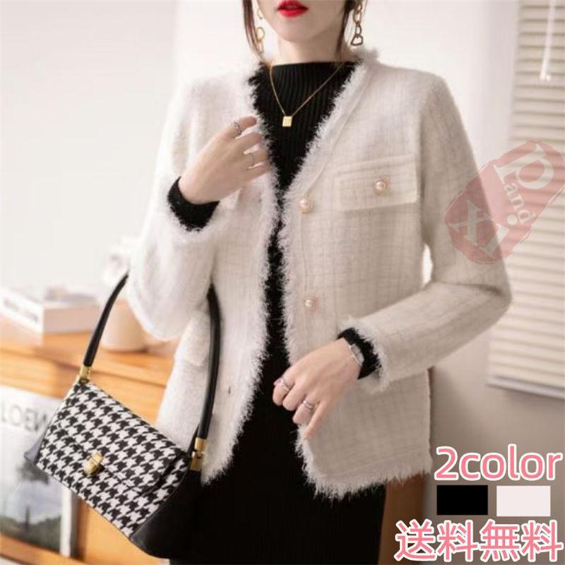 ジャケット レディース 40代 長袖ノーカラージャケット ショット丈ツイードコートアウター 秋服 卒業式 七五三 韓国風 通勤OL オフィス 結婚式 入学式 | ブランド登録なし