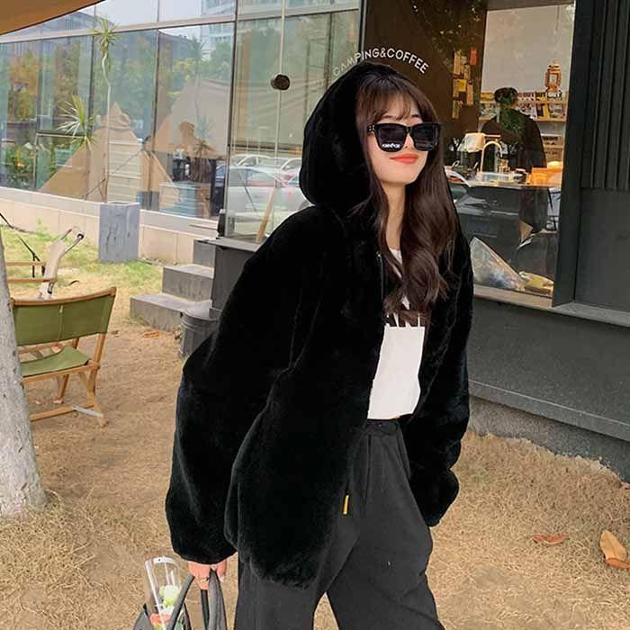 ファーパーカー パーカー フーディー レディース 秋冬 ふわふわボリュームファーパーカー アウター ショート丈 長袖 羽織 フェイクファー エコファー ジャケット | ブランド登録なし | 05