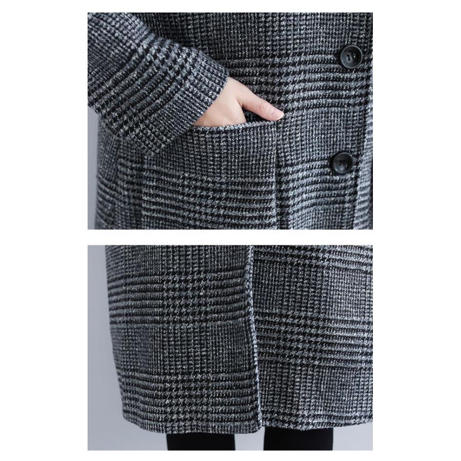 チェスターコート レディース トレンチコート チェック柄 千鳥格子 フード付き ロングコート ミモレ丈 大きいサイズ レディース ロングアウター ロング チェスタ | ブランド登録なし | 05