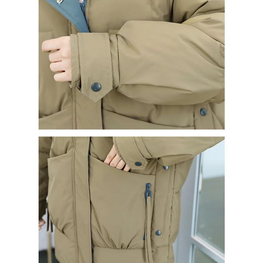 フーデッドカジュアルコート ミドル丈アウター フード付き アウター 中綿 上着 無地 スタイリッシュ カジュアル ポケット付き チャック ファスナー スナップ 暖 | ブランド登録なし | 11