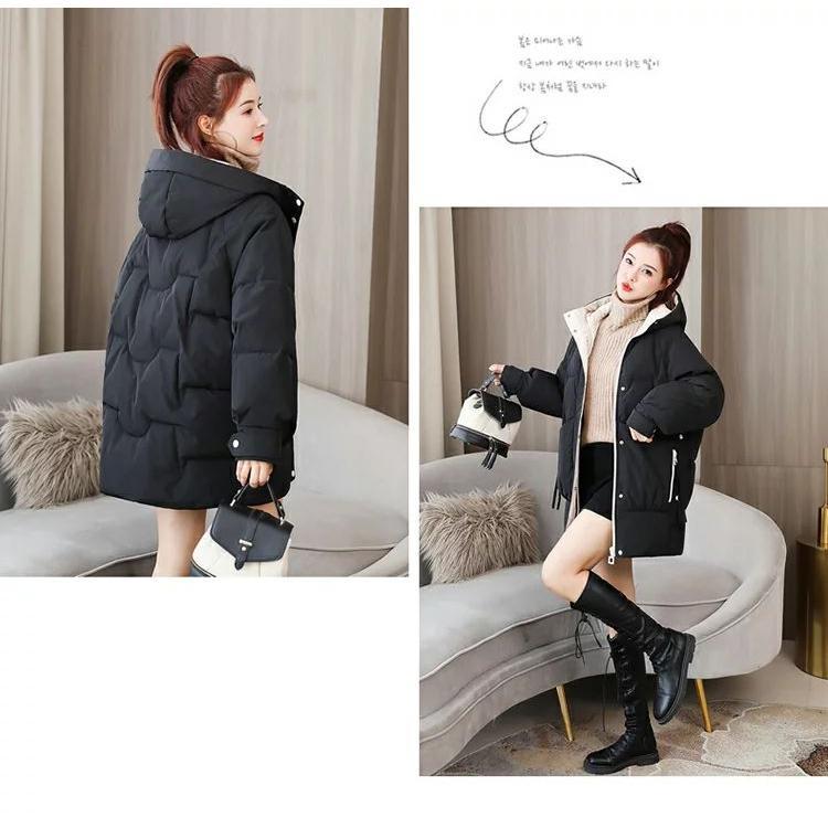 フーデッドカジュアルコート ミドル丈アウター フード付き アウター 中綿 上着 無地 スタイリッシュ カジュアル ポケット付き チャック ファスナー スナップ 暖 | ブランド登録なし | 05