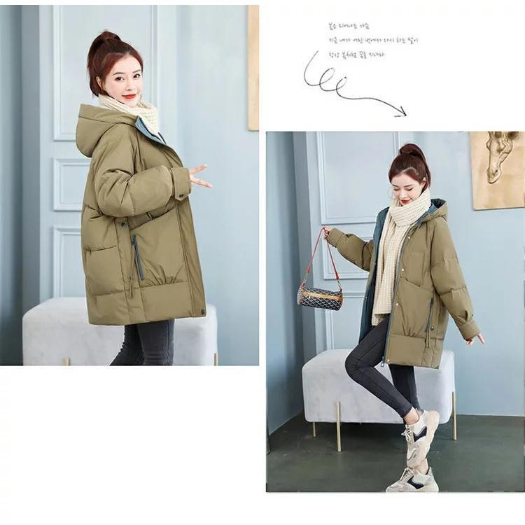 フーデッドカジュアルコート ミドル丈アウター フード付き アウター 中綿 上着 無地 スタイリッシュ カジュアル ポケット付き チャック ファスナー スナップ 暖 | ブランド登録なし | 08